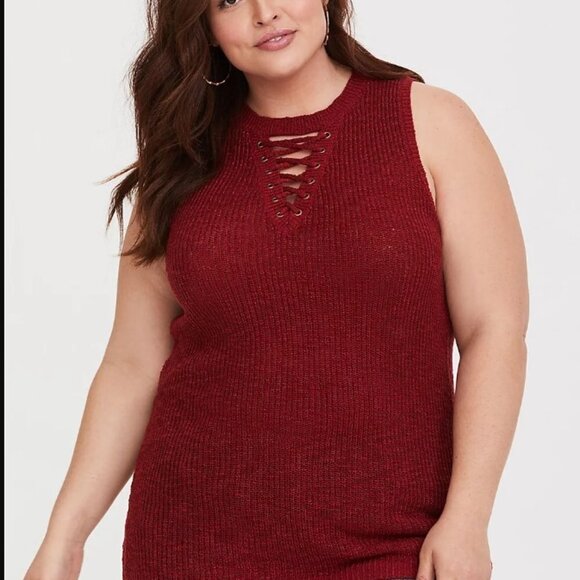 Torrid COPPER LATTICE SWEATER TANK 2x - Picture 2 of 9